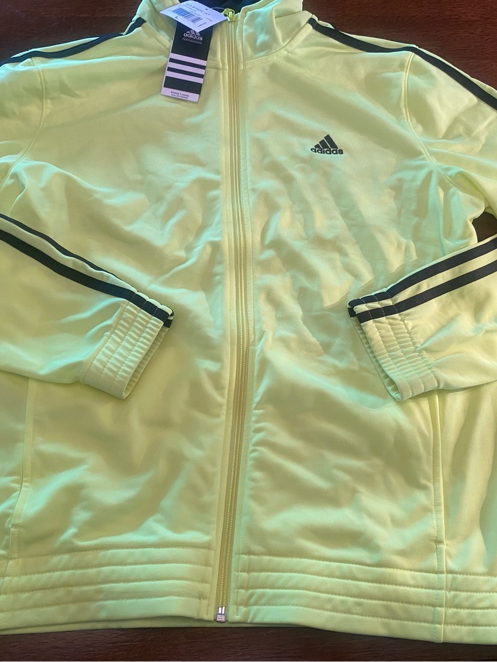 NWT adidas Womens 3-Stripe Track Jacket Large Electric Yellow Black F77646